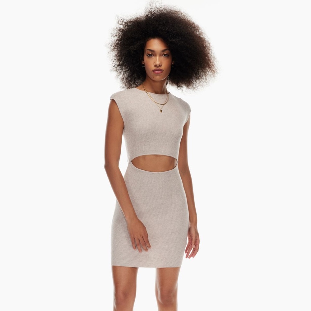 Wilfred free cut out mini dress heather oatmeal xs